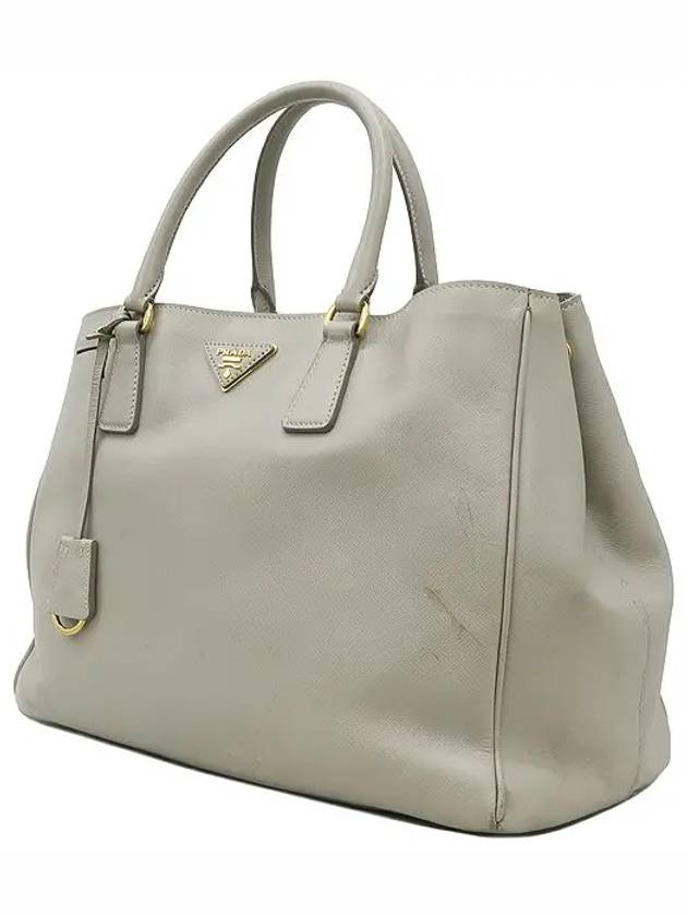 BN1844 Beige taupe color Saffiano Lux tote bag with gold logo decoration - PRADA - BALAAN 3