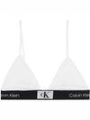 Unlined Triangle Logo Print Cotton Bra White - CALVIN KLEIN - BALAAN 3