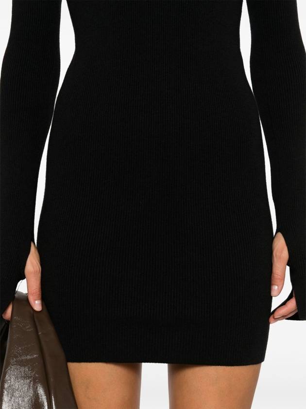 Long Sleeve Hooded Wool Silk Short Dress Black - FENDI - BALAAN 4