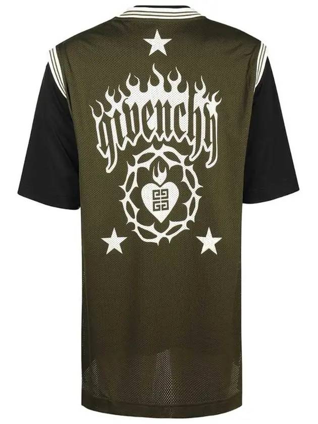 Overlapped Mesh and Jersey Short Sleeved T-Shirt Black Khaki - GIVENCHY - BALAAN 1