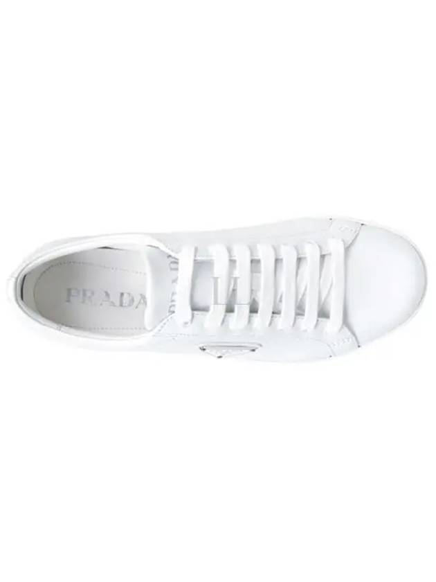 Brushed Leather Low-Top Sneakers White - PRADA - BALAAN 2