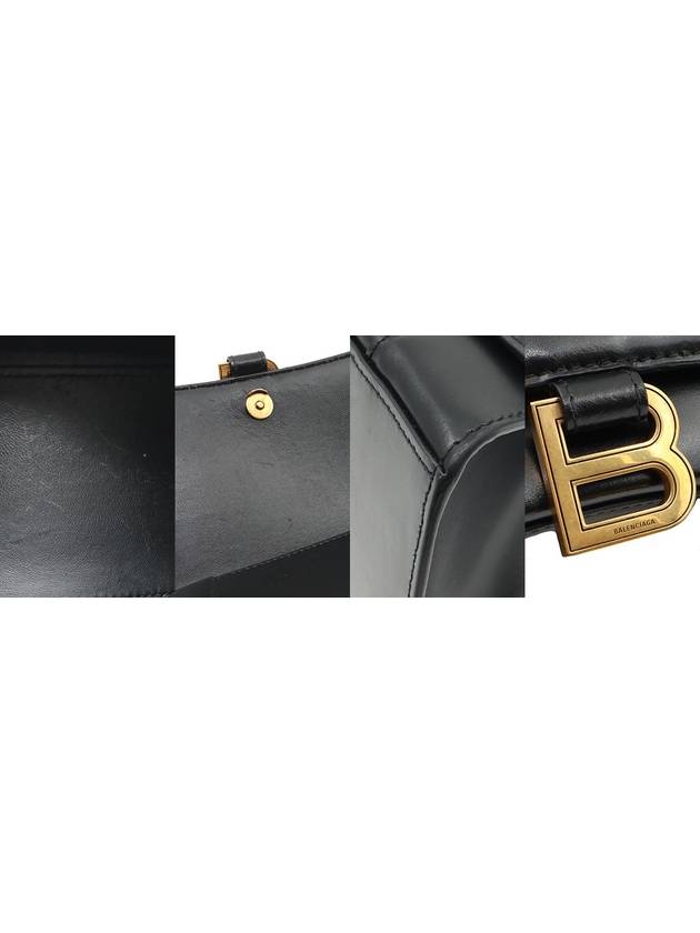 593546 Black leather HOURGLASS gold plated small top handle 2WAY - BALENCIAGA - BALAAN 7