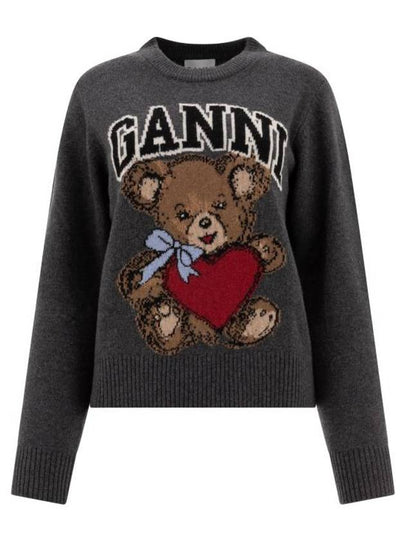 Graphic Bear Knit Top Grey - GANNI - BALAAN 2