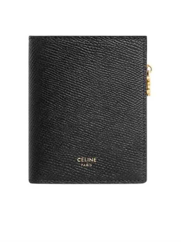 Triomphe Charms Grained Calfskin Compact Half Wallet Black - CELINE - BALAAN 2