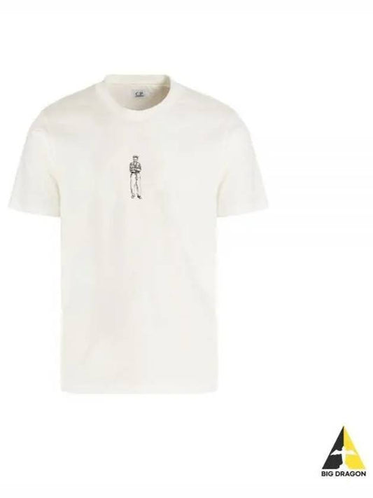 Horizontal Logo Crew Neck Short Sleeve T-Shirt White - CP COMPANY - BALAAN 2