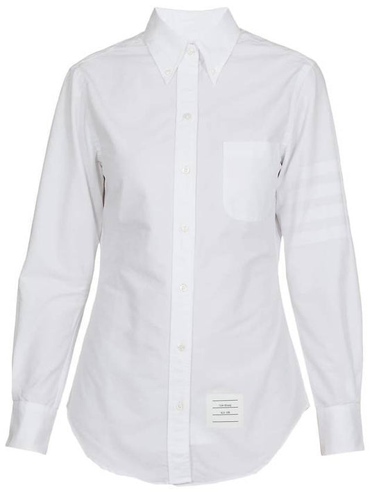Diagonal Stripe Satin Weave Supima Oxford Shirt White - THOM BROWNE - BALAAN 1