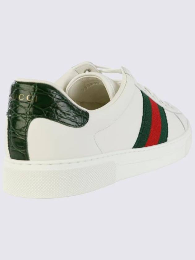 Ace Web Leather Low Top Sneakers White - GUCCI - BALAAN 4