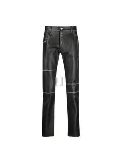 Panel Knee Leather Trouser Straight Pants Black - MAISON MARGIELA - BALAAN 2