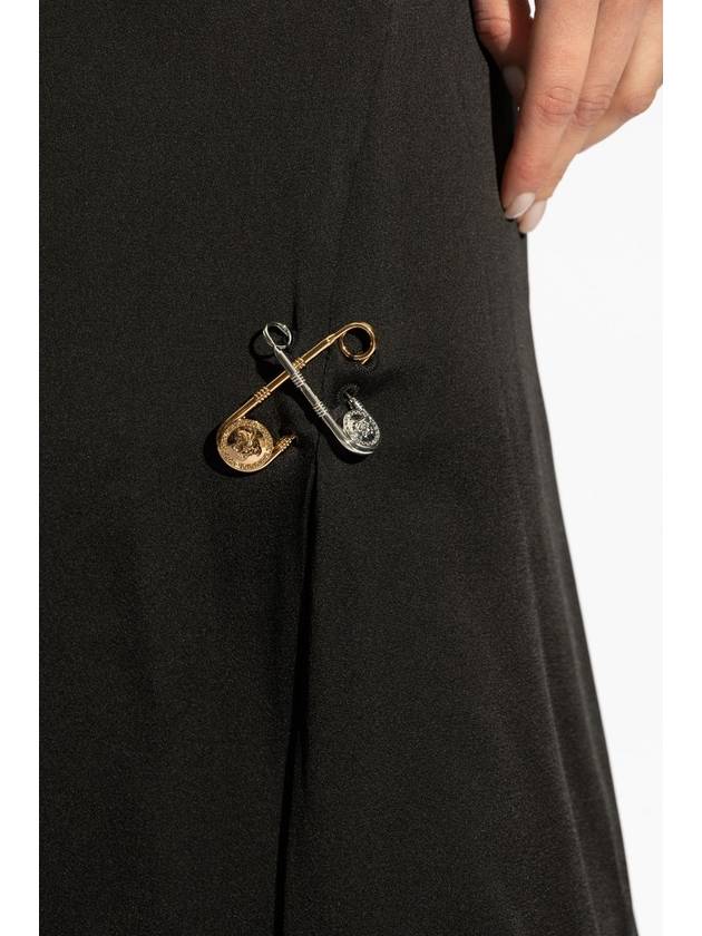 Versace Skirt With Decorative Safety Pins, Women's, Black - VERSACE - BALAAN 5