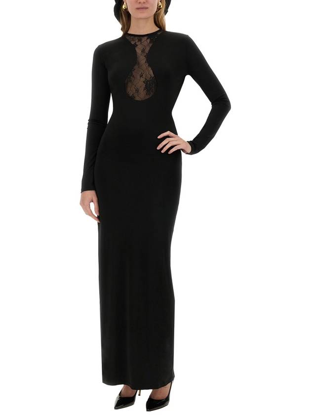 LONG DRESS WITH LACE INSERT - NINA RICCI - BALAAN 2