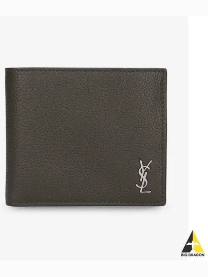 Men's Cassandra Logo Half Wallet Dark Khaki - SAINT LAURENT - BALAAN 2