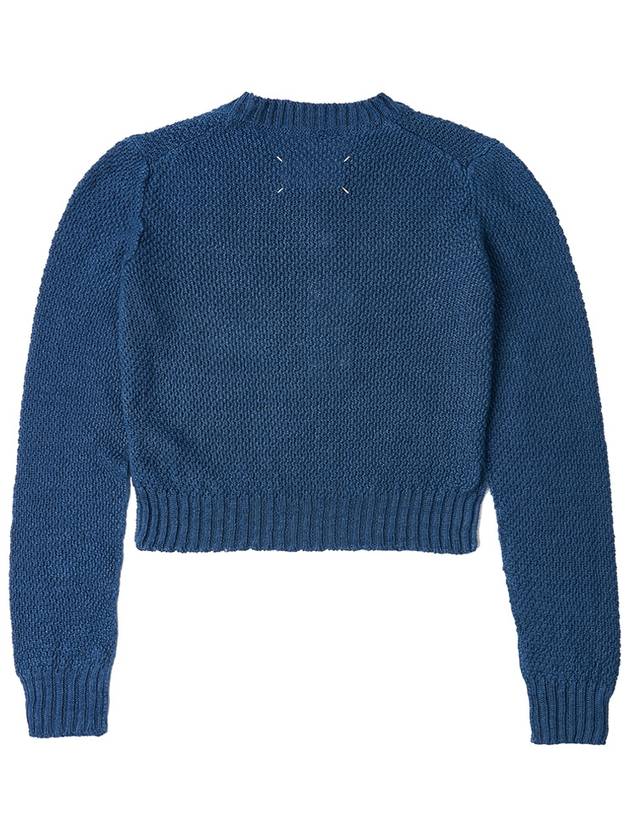 V-neck Basket Weave Hemp Knit Top Blue - MAISON MARGIELA - BALAAN 3