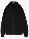 Light Fleece Zip Up Hoodie Black - CP COMPANY - BALAAN 3