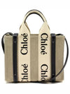 Woody Small Canvas Tote Bag Navy Beige - CHLOE - BALAAN 2