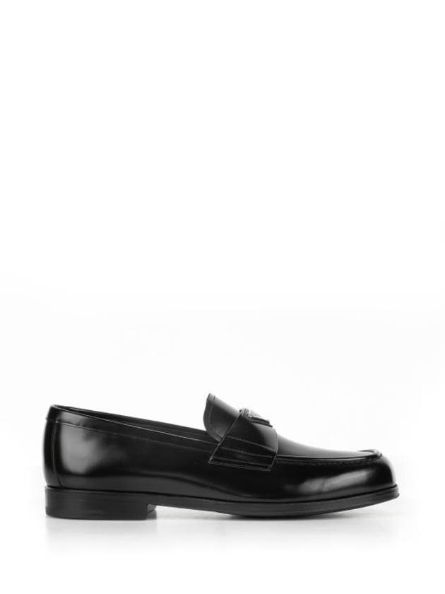 Brushed Leather Loafers Black - PRADA - BALAAN 2