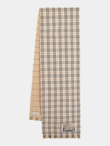 Mw Revers Tiny Check Scarf - Burberry - Wool - Neutral - BURBERRY - BALAAN 1