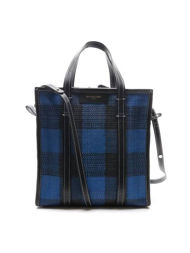 Bazar Check Tote Bag Blue - BALENCIAGA - BALAAN 1