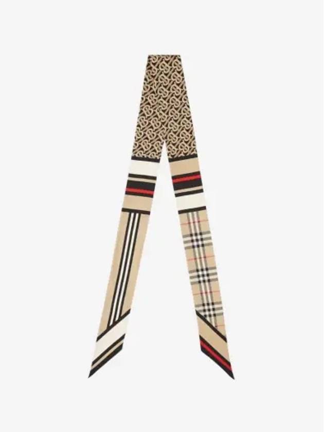 Montage Print Silk Skinny Scarf Archive Beige - BURBERRY - BALAAN 3