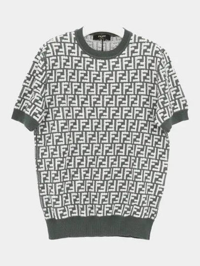 FF Motif Knitted Wool Short Sleeve T-shirt Green White - FENDI - BALAAN 2