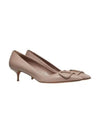 Women's V Logo Leather Pumps Heels Beige - VALENTINO - BALAAN 1