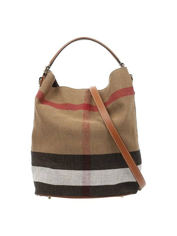 Canvas Check Ashby Shoulder Bag Brown - BURBERRY - BALAAN 1