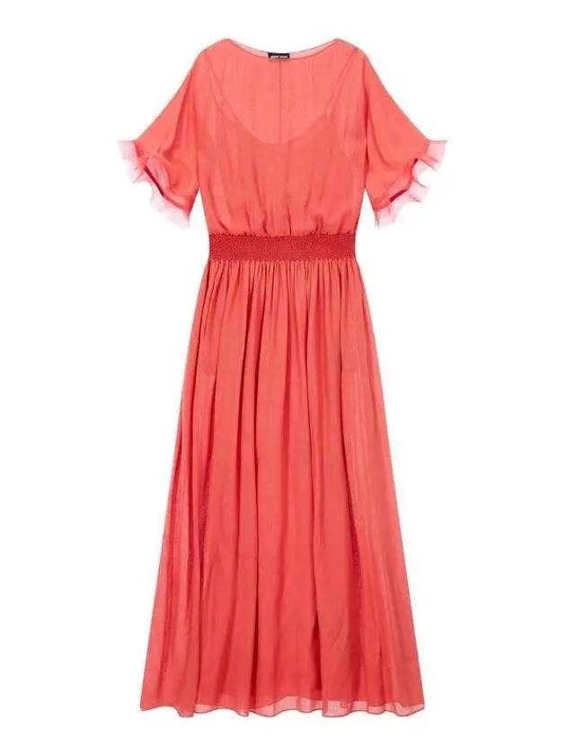 Women s Short Sleeve Long Silk Dress Light Red 270611 - GIORGIO ARMANI - BALAAN 1