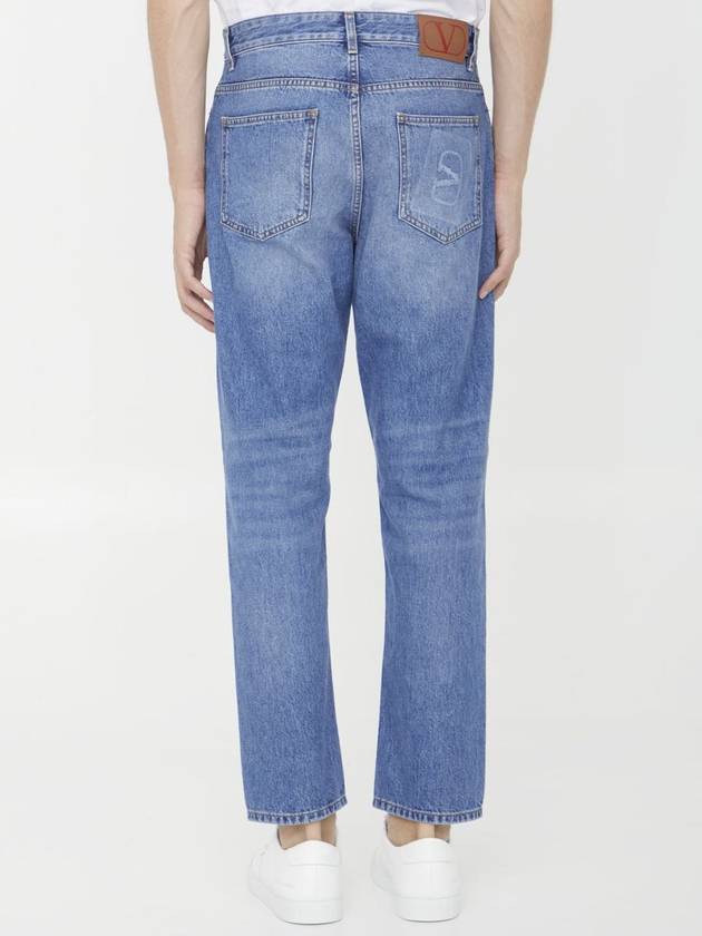 Cotton Back V Logo Signature Jeans Blue - VALENTINO - BALAAN 5