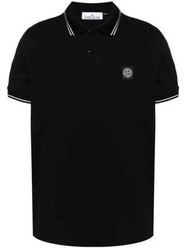 80152SC18 Logo Stretch Pique Polo Short Sleeve 271402 1006500 - STONE ISLAND - BALAAN 1