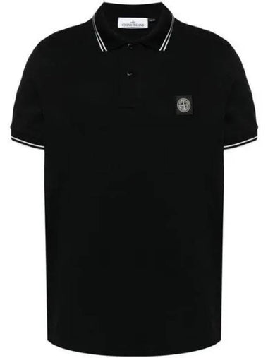 80152SC18 Logo Stretch Pique Polo Short Sleeve 271402 1006500 - STONE ISLAND - BALAAN 1