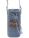 Embroidered Logo Crochet Bucket Bag Light Blue - MIU MIU - BALAAN 2