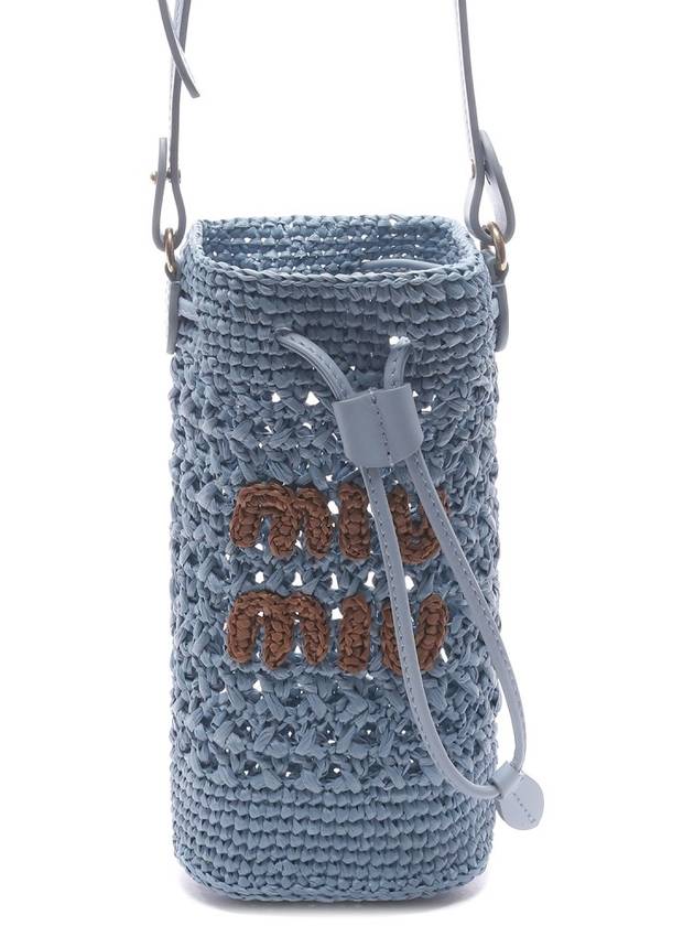 Embroidered Logo Crochet Bucket Bag Light Blue - MIU MIU - BALAAN 2