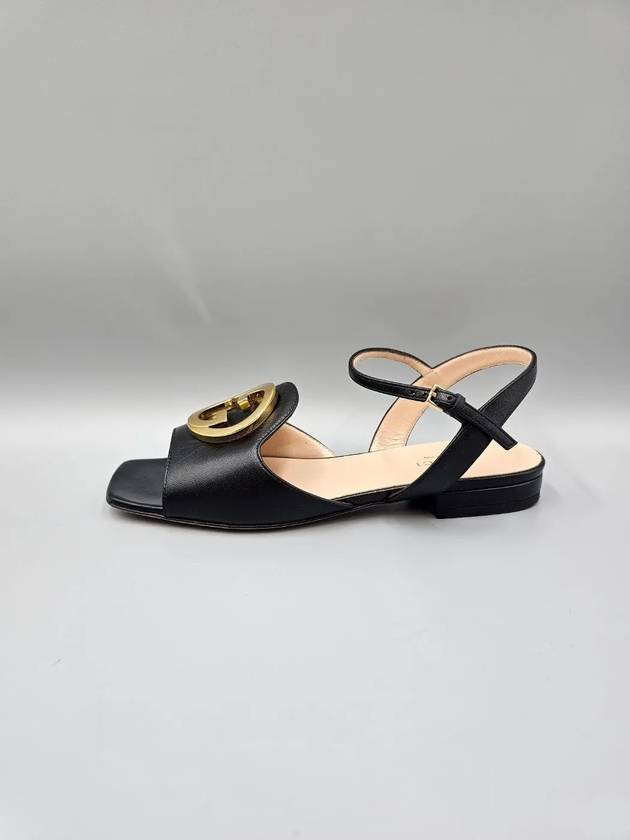 Women's Interlocking G Logo Leather Sandals Black - GUCCI - BALAAN 4