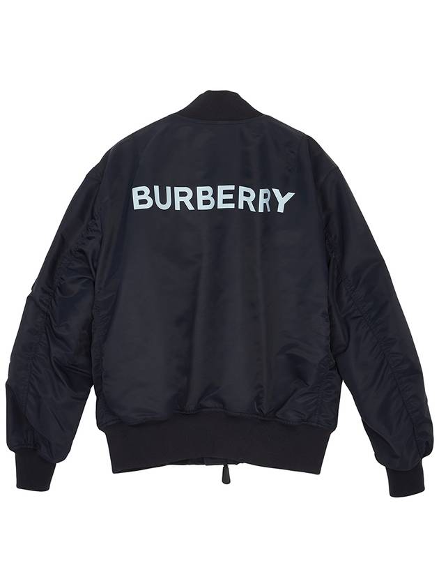 Men's Logo Print Nylon Bomber Jacket Smoke Navy - BURBERRY - BALAAN 3