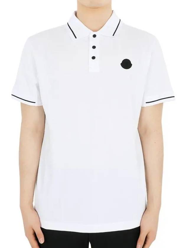 Men's Logo Patch Cotton Short Sleeve Polo Shirt Optical White - MONCLER - BALAAN 2