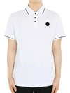 Men's Logo Patch Cotton Short Sleeve Polo Shirt Optical White - MONCLER - BALAAN 2