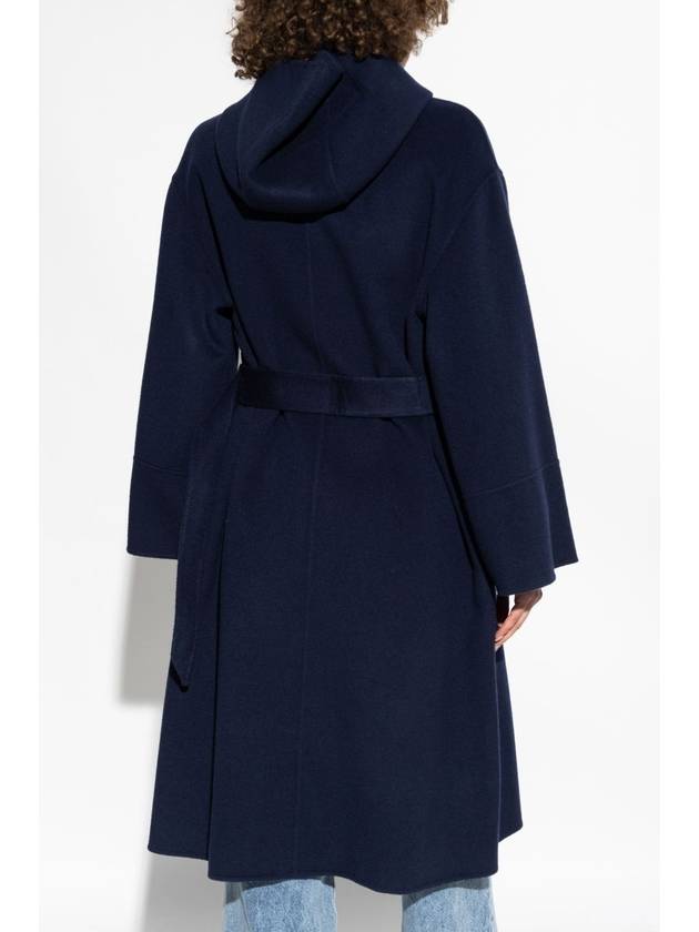 Emporio Armani Coat With Hood, Women's, Navy Blue - EMPORIO ARMANI - BALAAN 4