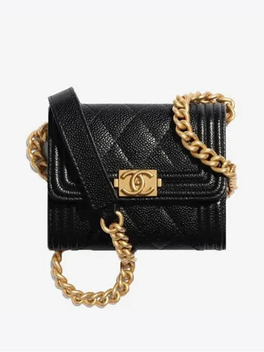 Boy Caviar Chain Coin Wallet Black AP2206 - CHANEL - BALAAN 1