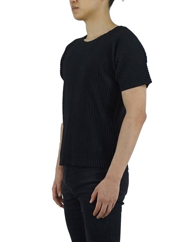 Pleated Short Sleeve T-Shirt Black - ISSEY MIYAKE - BALAAN 5