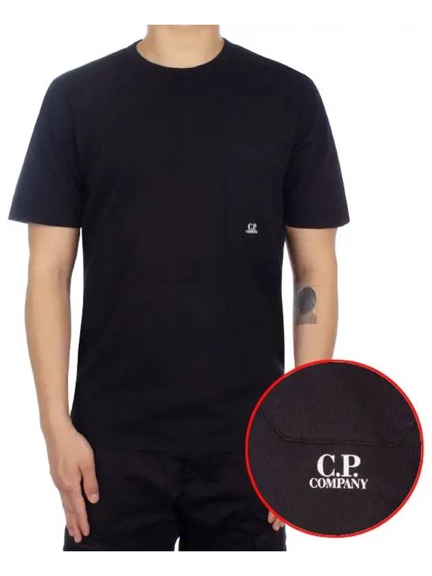 Small Logo Pocket Cotton Short Sleeve T-Shirt Black - CP COMPANY - BALAAN 2