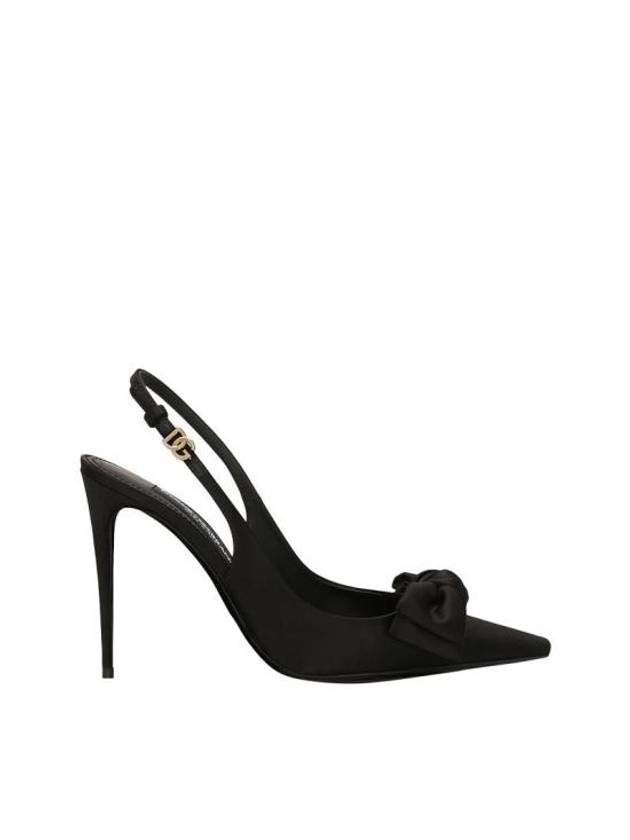 Bow Detail Satin Slingback Heel Black - DOLCE&GABBANA - BALAAN 1