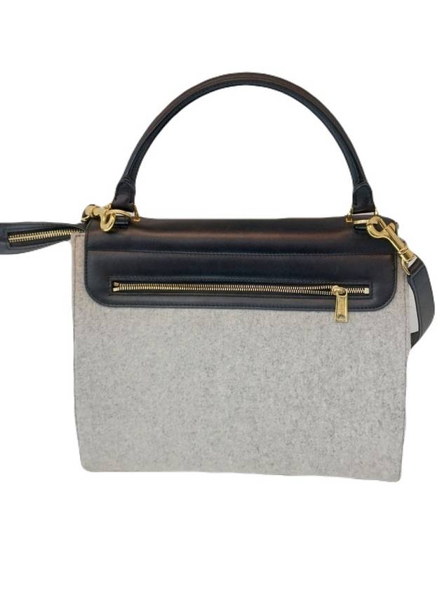 Gray black two tone leather gold buckle trapeze tote bag 2way 174683 - CELINE - BALAAN 4