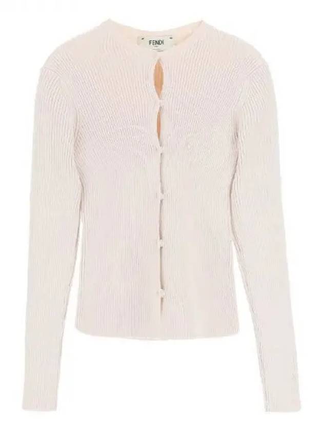 Cut out keyhole cotton knit cardigan 270593 - FENDI - BALAAN 1