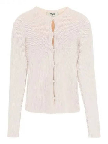 Cut out keyhole cotton knit cardigan 270593 - FENDI - BALAAN 1