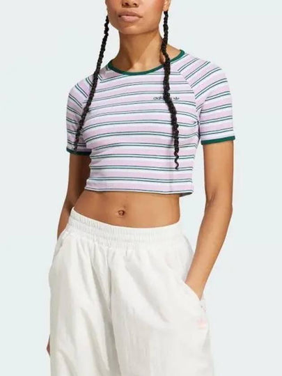 80s Rib Stripe Crop Baby Short Sleeve T-Shirt - ADIDAS - BALAAN 2