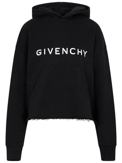 Women's Archetype Crop Fleece Hoodie Black - GIVENCHY - BALAAN 2