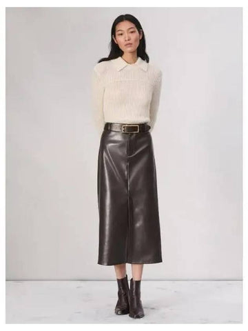 Rag Bone Women s Rayne Faux Leather Midi Skirt Dark Brown Domestic Product GM0024090678503 - RAG & BONE - BALAAN 1