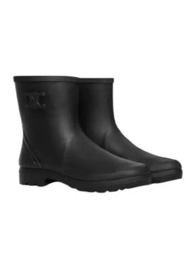 Logo Patch Natural Rubber Mid Rain Boots Black - CELINE - BALAAN 2