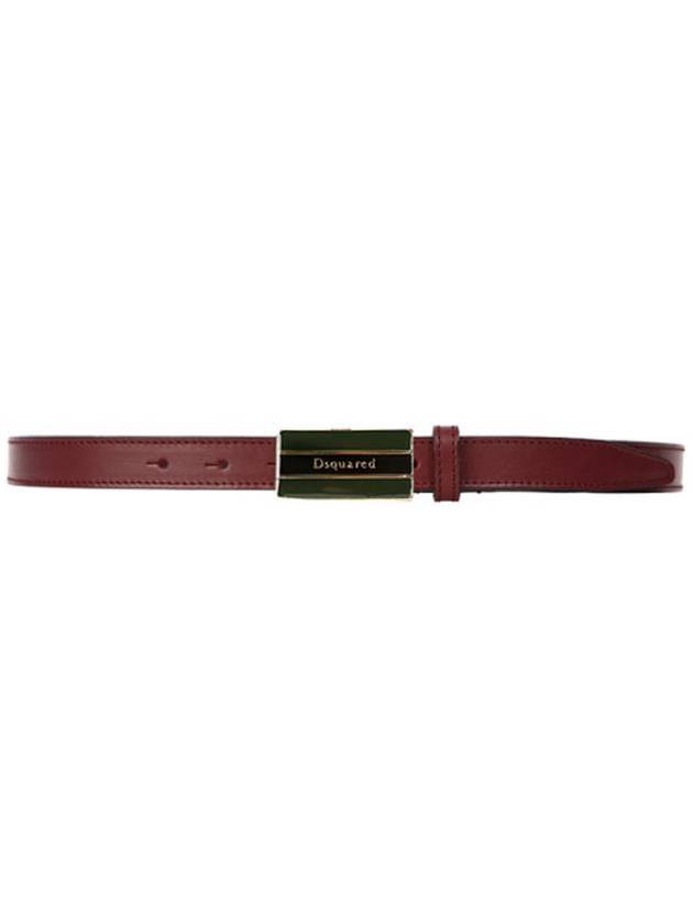 Three Stripes Lettering Leather Belt Red - DSQUARED2 - BALAAN 1