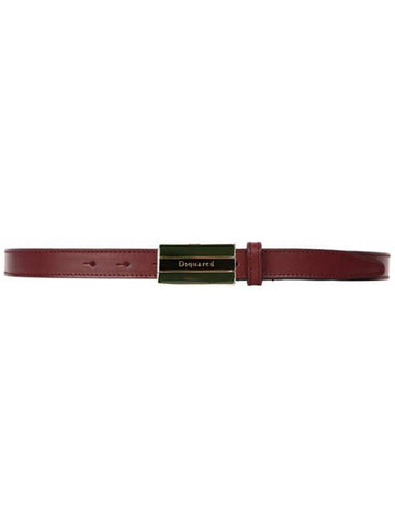 Three Stripes Lettering Leather Belt Red - DSQUARED2 - BALAAN 1