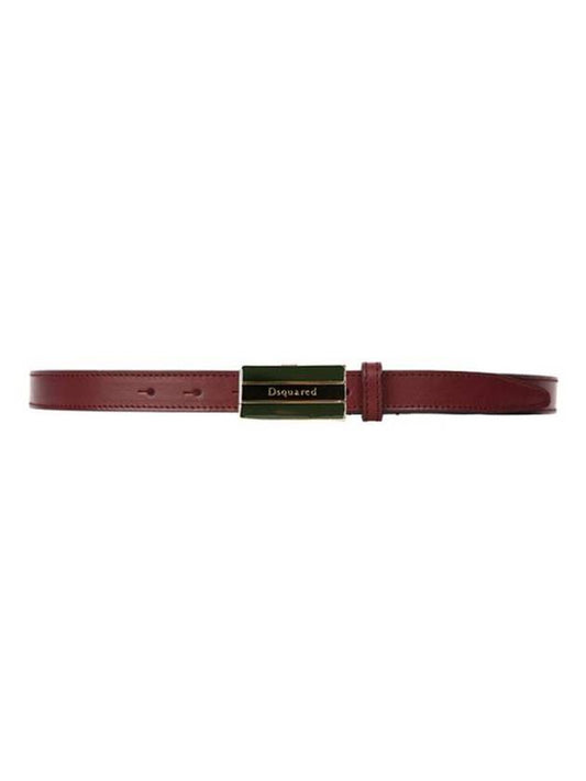 Three Stripes Lettering Leather Belt Red - DSQUARED2 - BALAAN 1